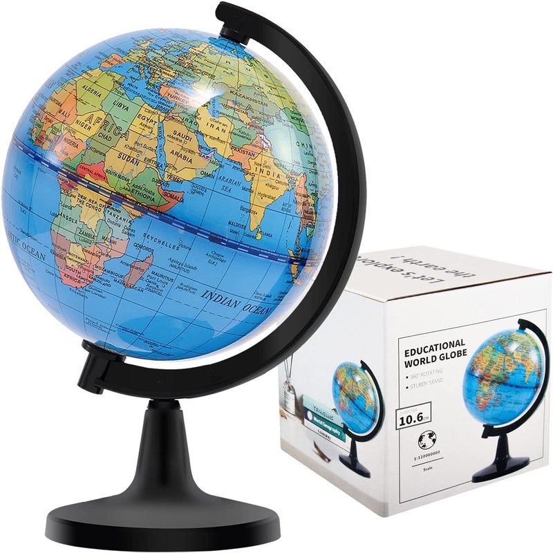 Wizdar 4'' World Globe for Kids Learning, Educational Rotating World Map Globes Mini Size Decorative Earth Children Globe for Classroom Geography Teaching, Desk and Office Decoration-4 inch - Image 1